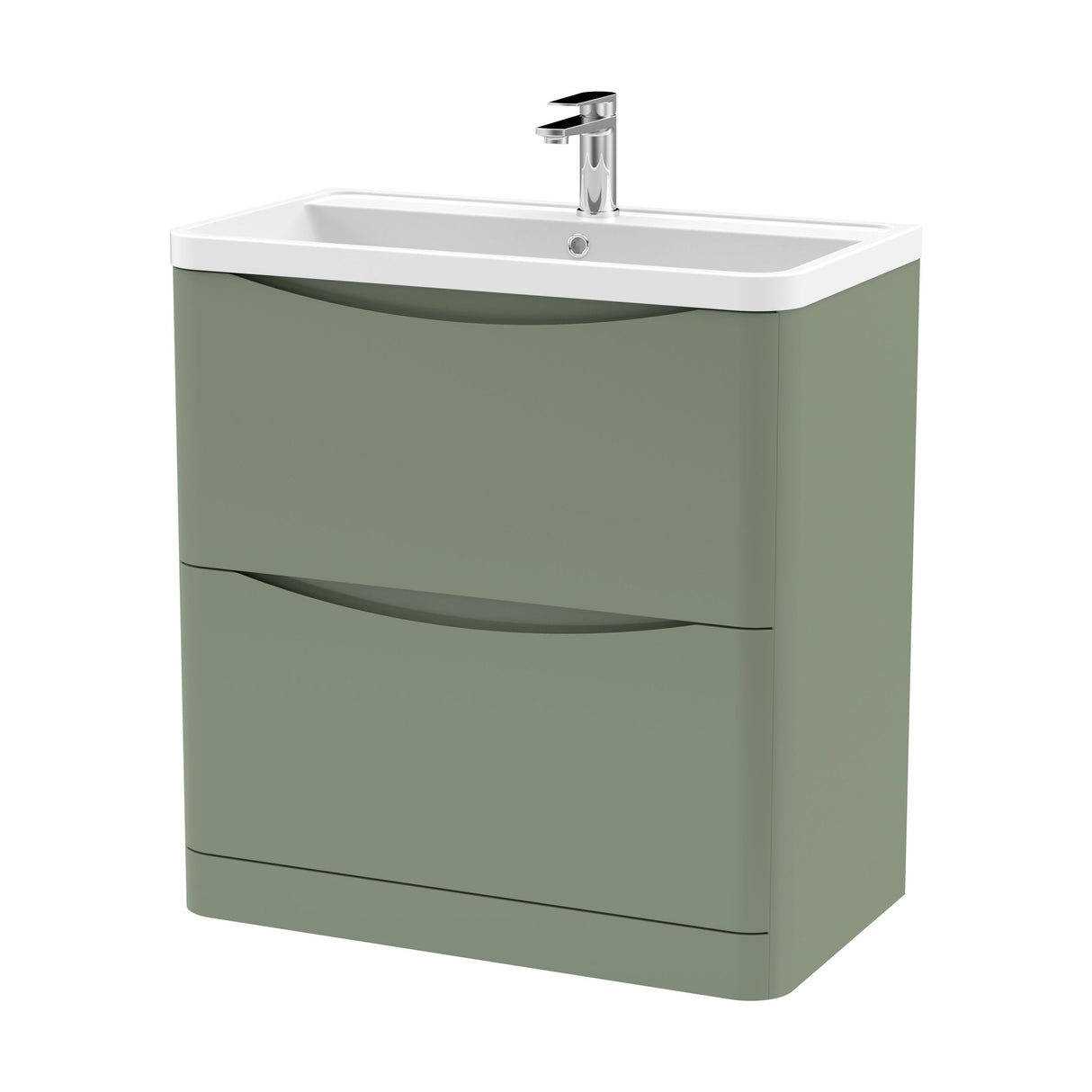 [BFAC803] Balterley Arch Floor Standing 2 Drawer Bathroom Vanity Unit & Polymarble Basin, Satin Green, 755mm - Cutout