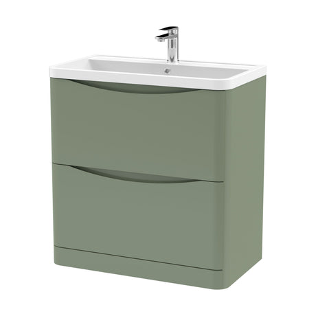[BFAC803] Balterley Arch Floor Standing 2 Drawer Bathroom Vanity Unit & Polymarble Basin, Satin Green, 755mm - Cutout