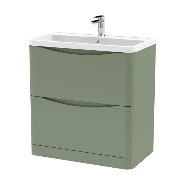 [BFAC803] Balterley Arch Floor Standing 2 Drawer Bathroom Vanity Unit & Polymarble Basin, Satin Green, 755mm - Cutout