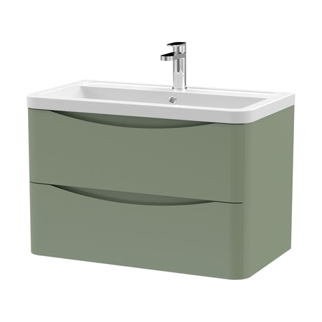 [BFAC804A] Dunwood Contemporary 2 Drawer Wall Hung Vanity Unit with Basin, Choice of Size and Colour - Cutout
