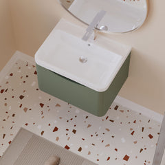 [BFAC805] Balterley Arch Wall Hung 1 Drawer Bathroom Vanity Unit & Polymarble Basin, Satin Green, 550mm - Lifestyle 2