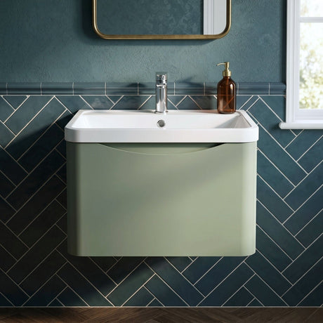 [BFAC805] Dunwood Wall Hung 1 Drawer Vanity Unit with Polymarble Basin, Choice of Size and Colour - Silo