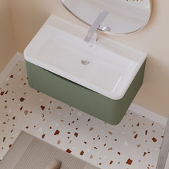 [BFAC806] Balterley Arch Bathroom Wall Hung 1 Drawer Vanity Unit & Polymarble Basin, Satin Green, 800mm - Lifestyle 2