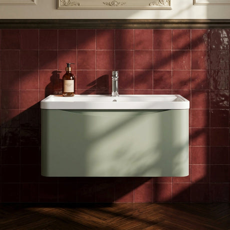 [BFAC806] Dunwood Wall Hung 1 Drawer Vanity Unit with Polymarble Basin, Choice of Size and Colour - Silo