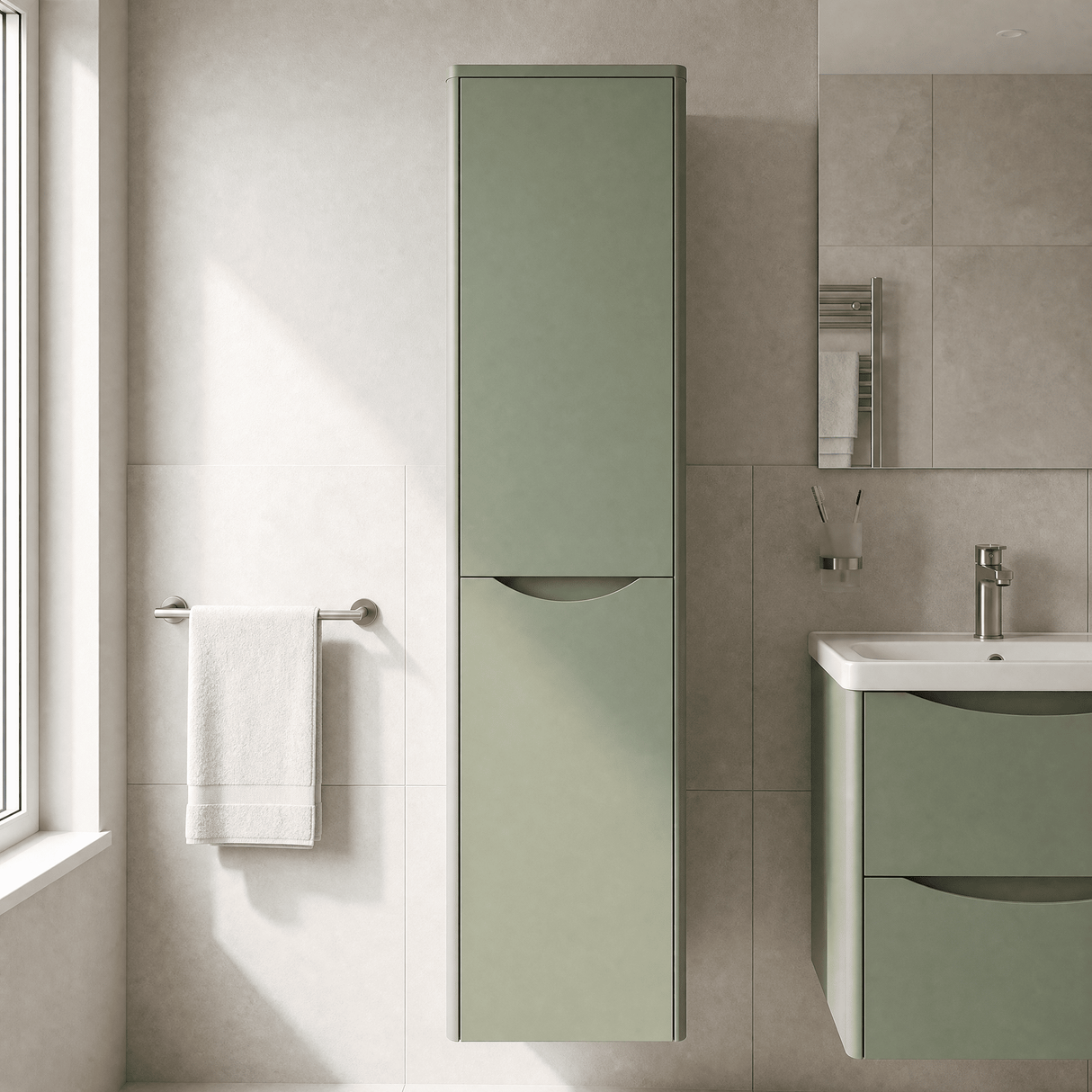 [BFAC862] Dunwood Wall Hung 2 Door Tall Unit, 356mm, Choice of Colour