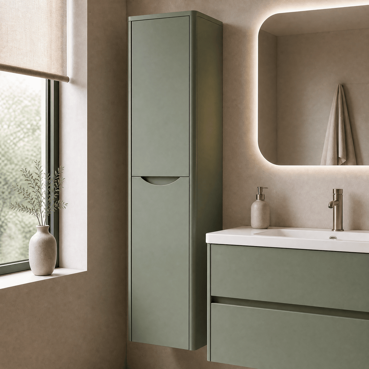 [BFAC862] Dunwood Wall Hung 2 Door Tall Unit, 356mm, Choice of Colour