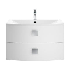 [BFAR101] Gentleshaw Contemporary 2 Drawer Wall Hung Vanity Unit with Curved Basin, Moon White, 700mm - Cutout