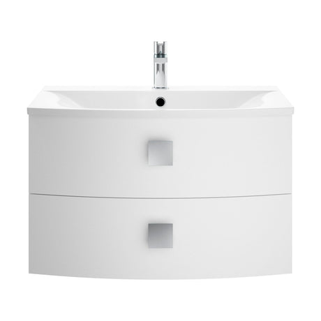 [BFAR101] Gentleshaw Contemporary 2 Drawer Wall Hung Vanity Unit with Curved Basin, Moon White, 700mm - Cutout