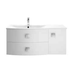 [BFAR102L] Gentleshaw Contemporary 1 Door 2 Drawer Left-Hand Wall Hung Vanity Unit with Curved Basin, Moon White, 1000mm - Cutout