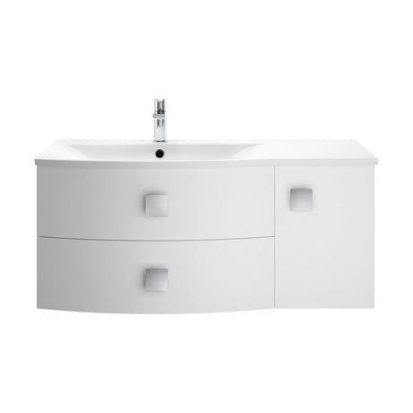 [BFAR102L] Gentleshaw Contemporary 1 Door 2 Drawer Left-Hand Wall Hung Vanity Unit with Curved Basin, Moon White, 1000mm - Cutout