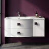 [BFAR102L] Gentleshaw Contemporary 1 Door 2 Drawer Wall Hung Vanity Unit with Curved Basin, 1000mm - Choice of Orientation and Colour - Silo