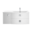 [BFAR102R] Gentleshaw Contemporary 1 Door 2 Drawer Right-Hand Wall Hung Vanity Unit with Curved Basin, Moon White, 1000mm - Cutout