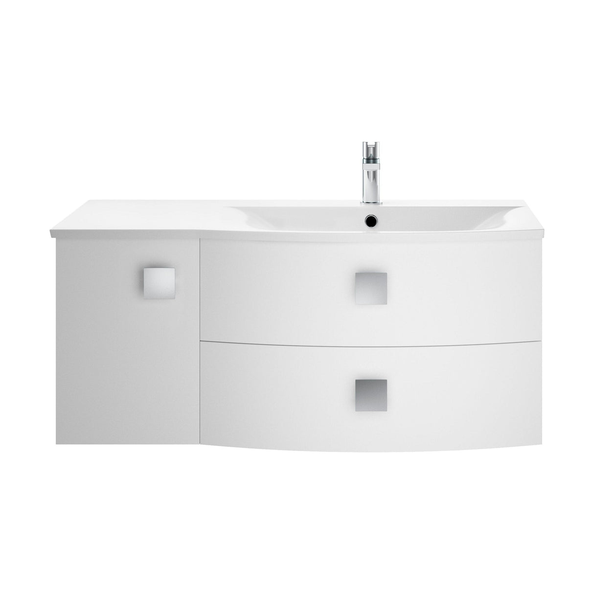 [BFAR102R] Gentleshaw Contemporary 1 Door 2 Drawer Wall Hung Vanity Unit with Curved Basin, 1000mm - Choice of Orientation and Colour - Cutout