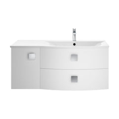 [BFAR102R] Gentleshaw Contemporary 1 Door 2 Drawer Wall Hung Vanity Unit with Curved Basin, 1000mm - Choice of Orientation and Colour - Cutout