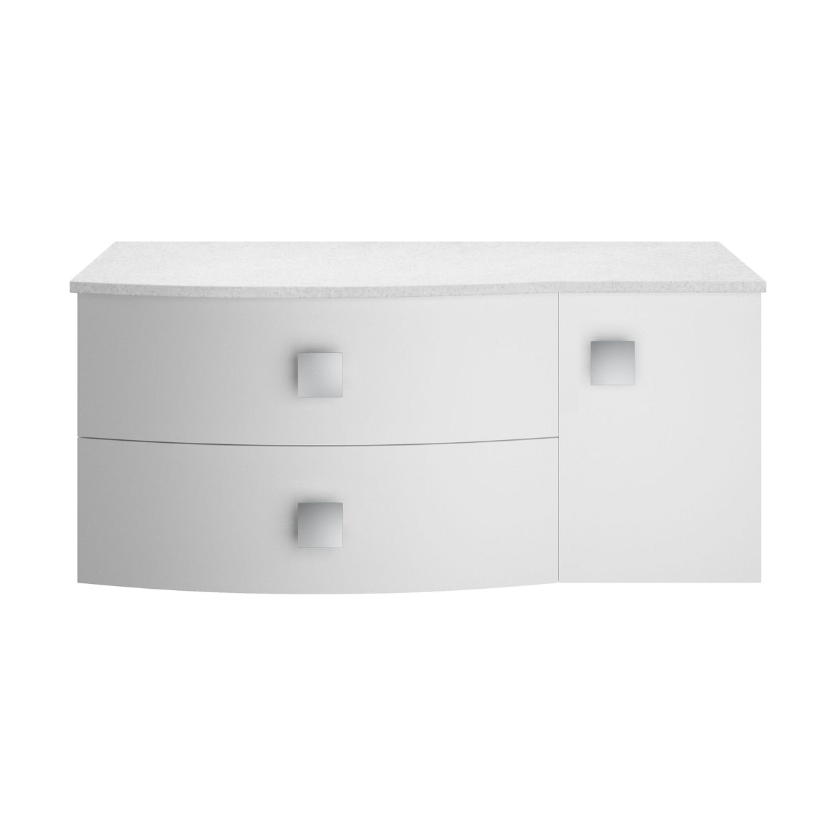 [BFAR103L] Gentleshaw Contemporary Wall Hung Vanity Unit with White Marble Worktop, Moon White, 1000mm - Cutout