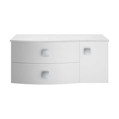 [BFAR103L] Gentleshaw Contemporary Wall Hung Vanity Unit with White Marble Worktop, Moon White, 1000mm - Cutout