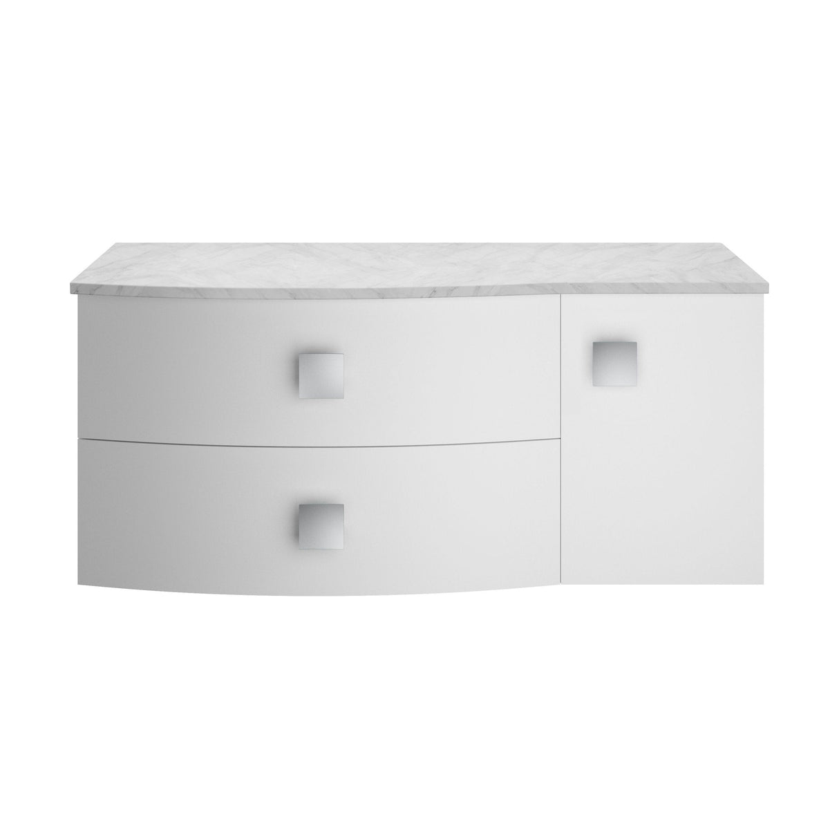 [BFAR105L] Gentleshaw Contemporary Left-Hand Wall Hung Vanity Unit with Grey Marble Worktop, Moon White, 1000mm - Cutout