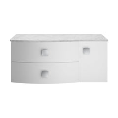 [BFAR105L] Gentleshaw Contemporary Left-Hand Wall Hung Vanity Unit with Grey Marble Worktop, Moon White, 1000mm - Cutout