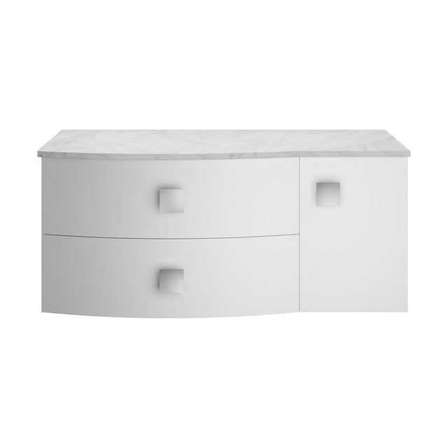 [BFAR105L] Gentleshaw Contemporary Left-Hand Wall Hung Vanity Unit with Grey Marble Worktop, Moon White, 1000mm - Cutout