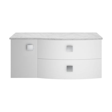 [BFAR105R] Gentleshaw Contemporary Wall Hung Vanity Unit with Grey Marble Worktop, Moon White, 1000mm - Cutout