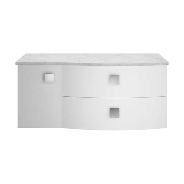 [BFAR105R] Gentleshaw Contemporary Wall Hung Vanity Unit with Grey Marble Worktop, Moon White, 1000mm - Cutout
