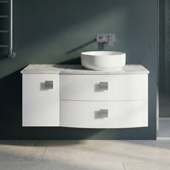 [BFAR105R] Gentleshaw Contemporary Wall Hung Vanity Unit with Grey Marble Worktop, 1000mm - Choice of Orientation and Colour - Silo