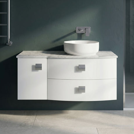 [BFAR105R] Gentleshaw Contemporary Wall Hung Vanity Unit with Grey Marble Worktop, 1000mm - Choice of Orientation and Colour - Silo
