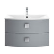 [BFAR201] Gentleshaw Contemporary 2 Drawer Wall Hung Vanity Unit with Curved Basin, Dove Grey, 700mm - Cutout