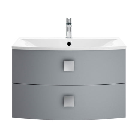 [BFAR201] Gentleshaw Contemporary 2 Drawer Wall Hung Vanity Unit with Curved Basin, Dove Grey, 700mm - Cutout