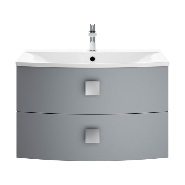 [BFAR201] Gentleshaw Contemporary 2 Drawer Wall Hung Vanity Unit with Curved Basin, Dove Grey, 700mm - Cutout