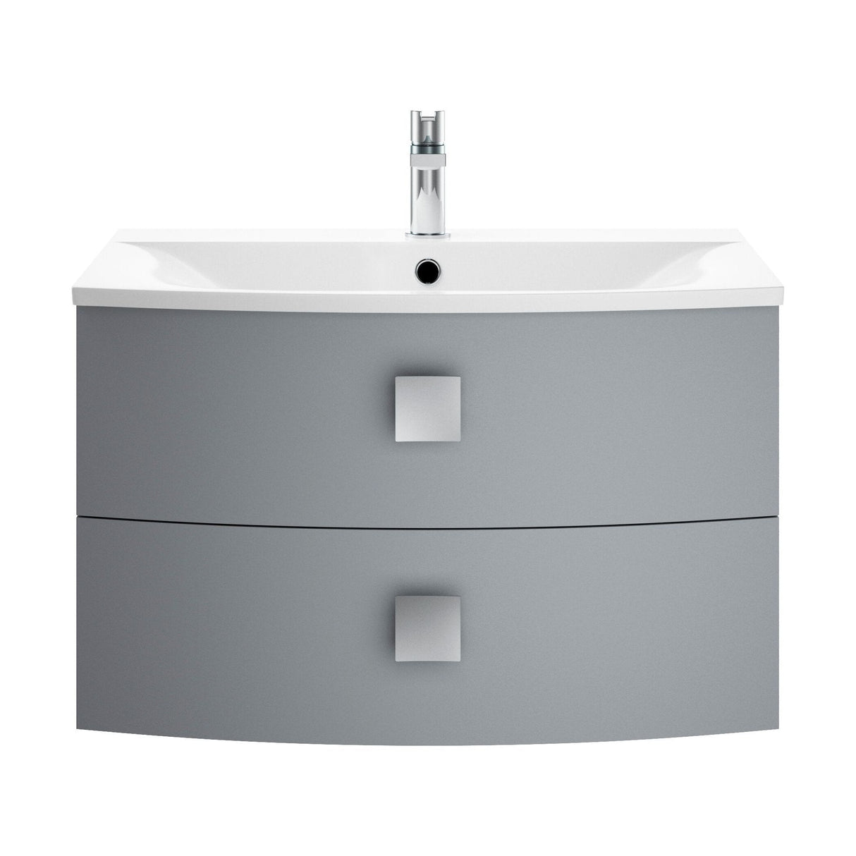 [BFAR201] Gentleshaw Contemporary 2 Drawer Wall Hung Vanity Unit with Curved Basin, 700mm - Choice of Colour - Cutout