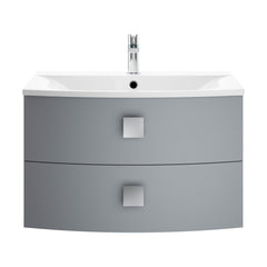 [BFAR201] Gentleshaw Contemporary 2 Drawer Wall Hung Vanity Unit with Curved Basin, 700mm - Choice of Colour - Cutout