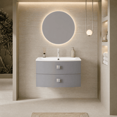 [BFAR201] Gentleshaw Contemporary 2 Drawer Wall Hung Vanity Unit with Curved Basin, 700mm - Choice of Colour