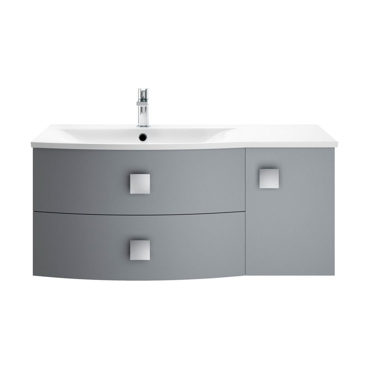 [BFAR202L] Gentleshaw Contemporary 1 Door 2 Drawer Wall Hung Vanity Unit with Curved Basin, 1000mm - Choice of Orientation and Colour - Cutout