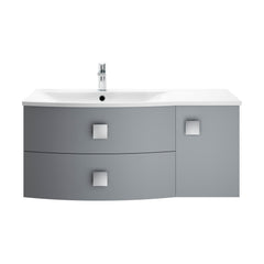 [BFAR202L] Gentleshaw Contemporary 1 Door 2 Drawer Wall Hung Vanity Unit with Curved Basin, 1000mm - Choice of Orientation and Colour - Cutout