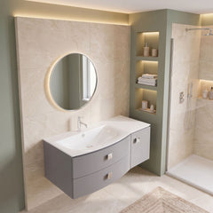 [BFAR202L] Gentleshaw Contemporary 1 Door 2 Drawer Wall Hung Vanity Unit with Curved Basin, 1000mm - Choice of Orientation and Colour