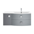 [BFAR202R] Gentleshaw Contemporary 1 Door 2 Drawer Right-Hand Wall Hung Vanity Unit with Curved Basin, Dove Grey, 1000mm - Cutout