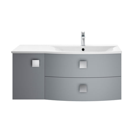 [BFAR202R] Gentleshaw Contemporary 1 Door 2 Drawer Right-Hand Wall Hung Vanity Unit with Curved Basin, Dove Grey, 1000mm - Cutout