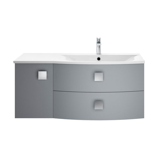 [BFAR202R] Gentleshaw Contemporary 1 Door 2 Drawer Right-Hand Wall Hung Vanity Unit with Curved Basin, Dove Grey, 1000mm - Cutout