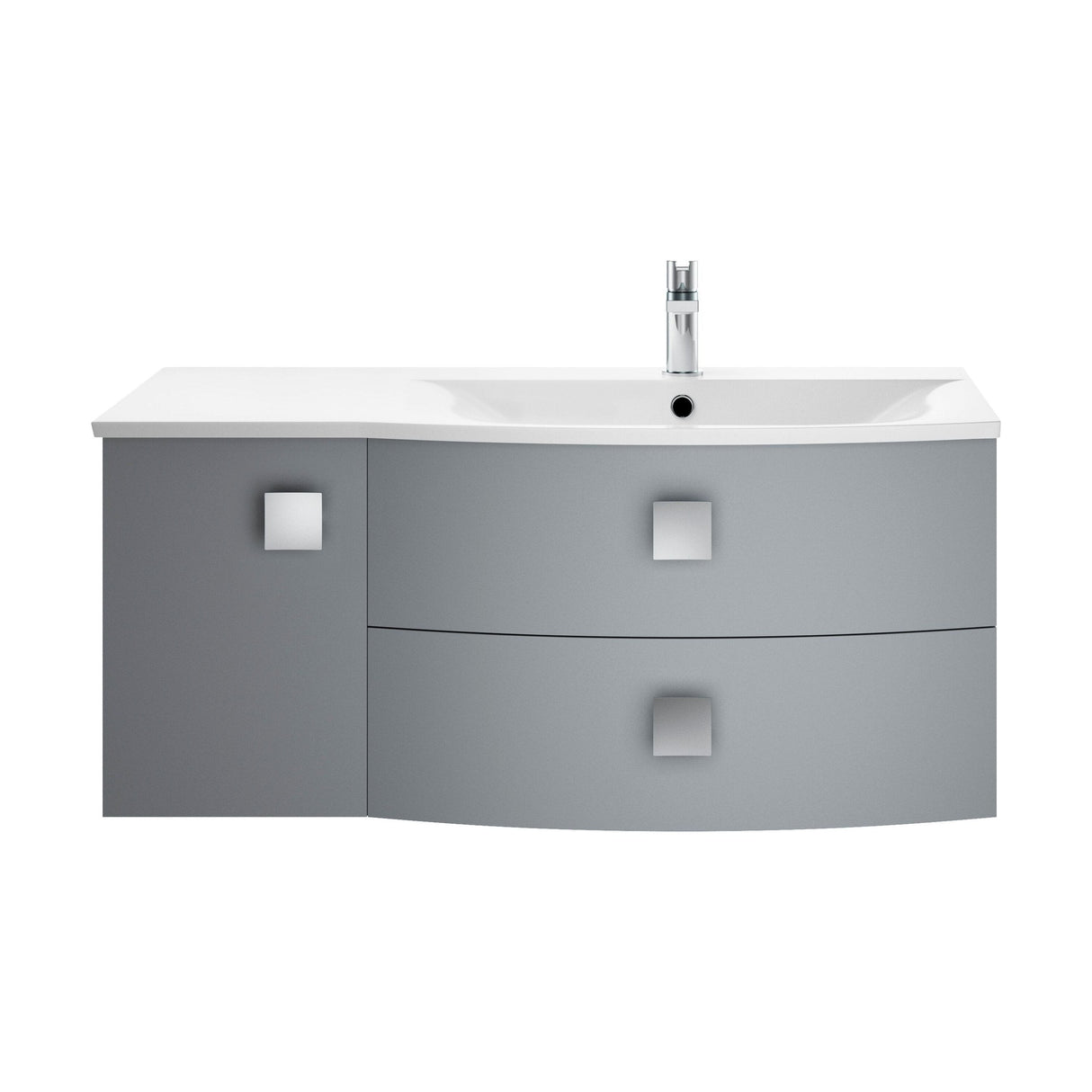 [BFAR202R] Gentleshaw Contemporary 1 Door 2 Drawer Wall Hung Vanity Unit with Curved Basin, 1000mm - Choice of Orientation and Colour - Cutout