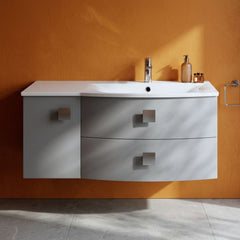 [BFAR202R] Gentleshaw Contemporary 1 Door 2 Drawer Wall Hung Vanity Unit with Curved Basin, 1000mm - Choice of Orientation and Colour - Silo