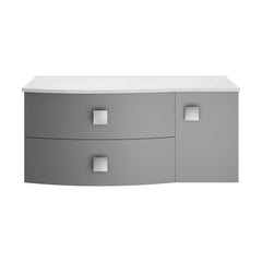 [BFAR203L] Gentleshaw Contemporary Wall Hung Vanity Unit with White Marble Worktop, 1000mm - Choice of Orientation and Colour - Cutout