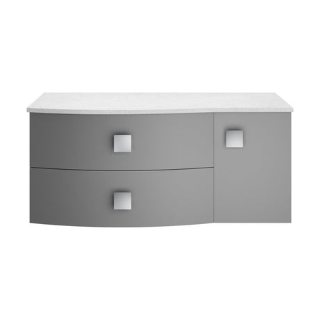 [BFAR203L] Gentleshaw Contemporary Wall Hung Vanity Unit with White Marble Worktop, 1000mm - Choice of Orientation and Colour - Cutout