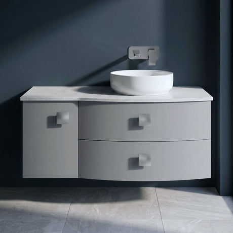 [BFAR203R] Gentleshaw Contemporary Wall Hung Vanity Unit with White Marble Worktop, 1000mm - Choice of Orientation and Colour - Silo