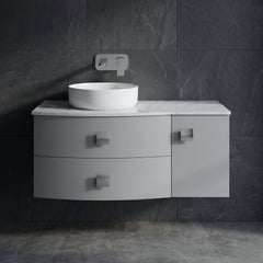 [BFAR205L] Gentleshaw Contemporary Wall Hung Vanity Unit with Grey Marble Worktop, 1000mm - Choice of Orientation and Colour - Silo