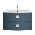 [BFAR301] Gentleshaw Contemporary 2 Drawer Wall Hung Vanity Unit with Curved Basin, Mineral Blue, 700mm - Cutout