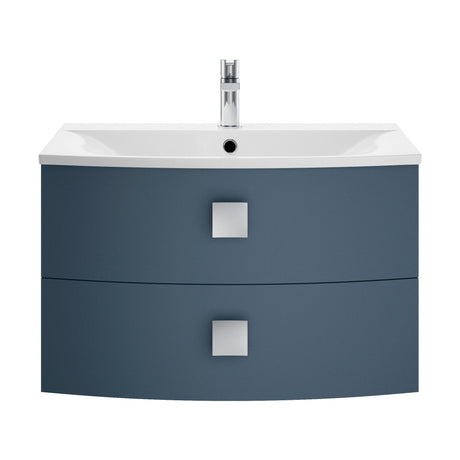 [BFAR301] Gentleshaw Contemporary 2 Drawer Wall Hung Vanity Unit with Curved Basin, Mineral Blue, 700mm - Cutout