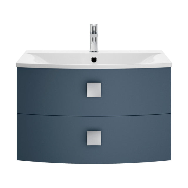 [BFAR301] Gentleshaw Contemporary 2 Drawer Wall Hung Vanity Unit with Curved Basin, Mineral Blue, 700mm - Cutout
