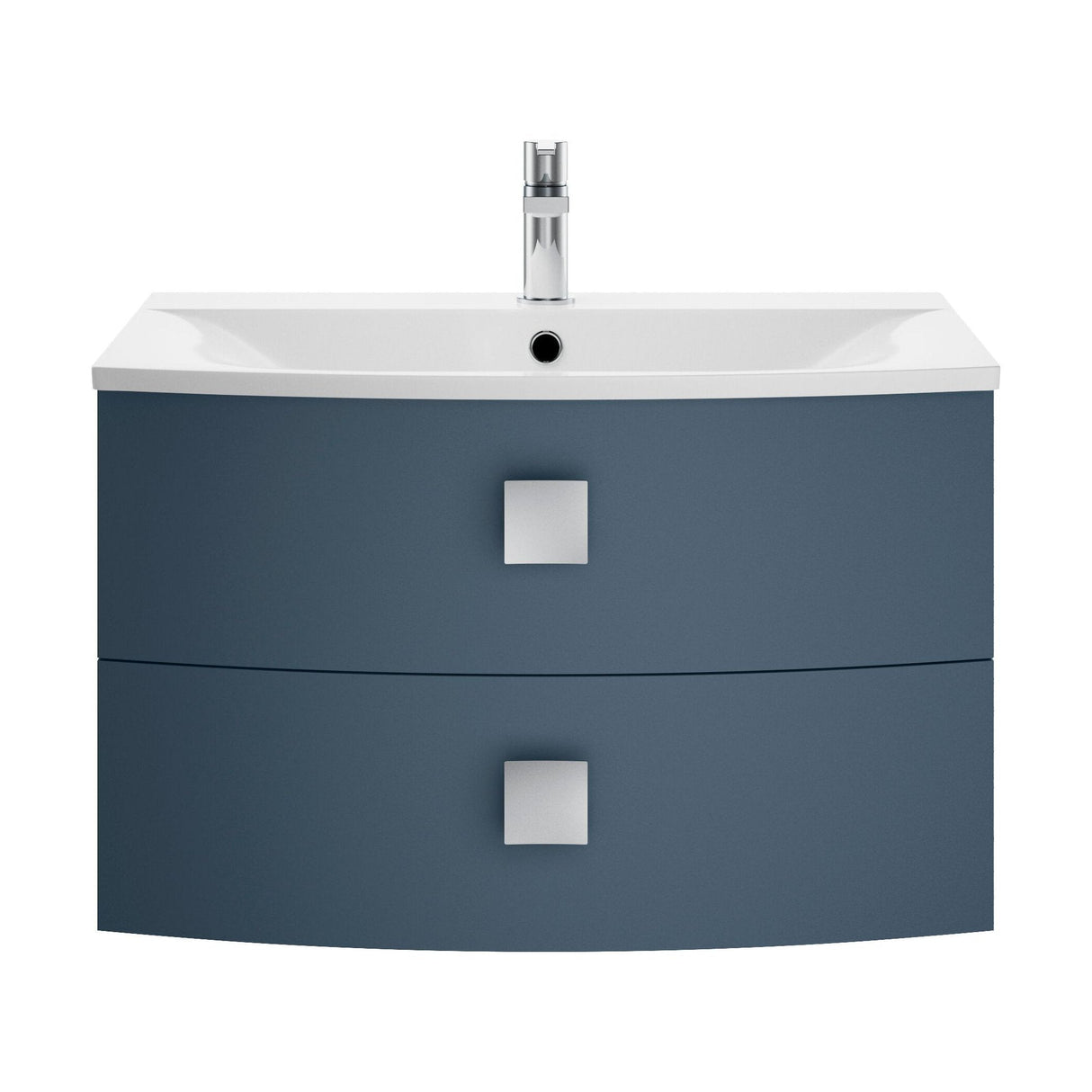 [BFAR301] Gentleshaw Contemporary 2 Drawer Wall Hung Vanity Unit with Curved Basin, 700mm - Choice of Colour - Cutout