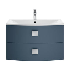 [BFAR301] Gentleshaw Contemporary 2 Drawer Wall Hung Vanity Unit with Curved Basin, 700mm - Choice of Colour - Cutout